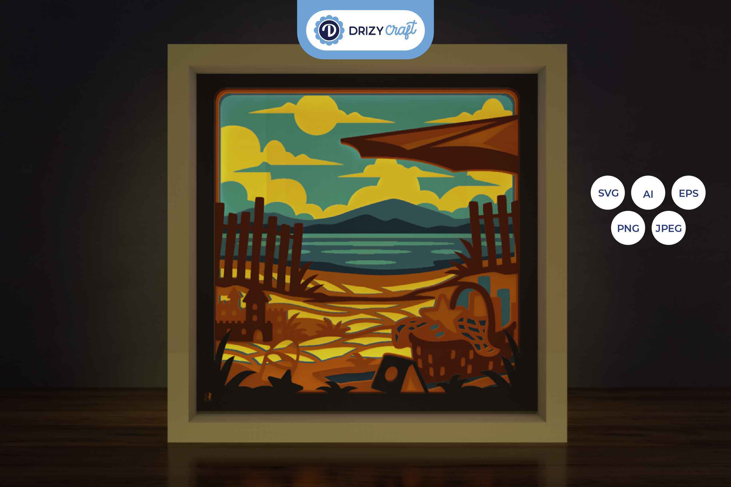 Beach Day 3D Shadow Box - Let's Go To The Beach 3D SVG | Drizy Craft